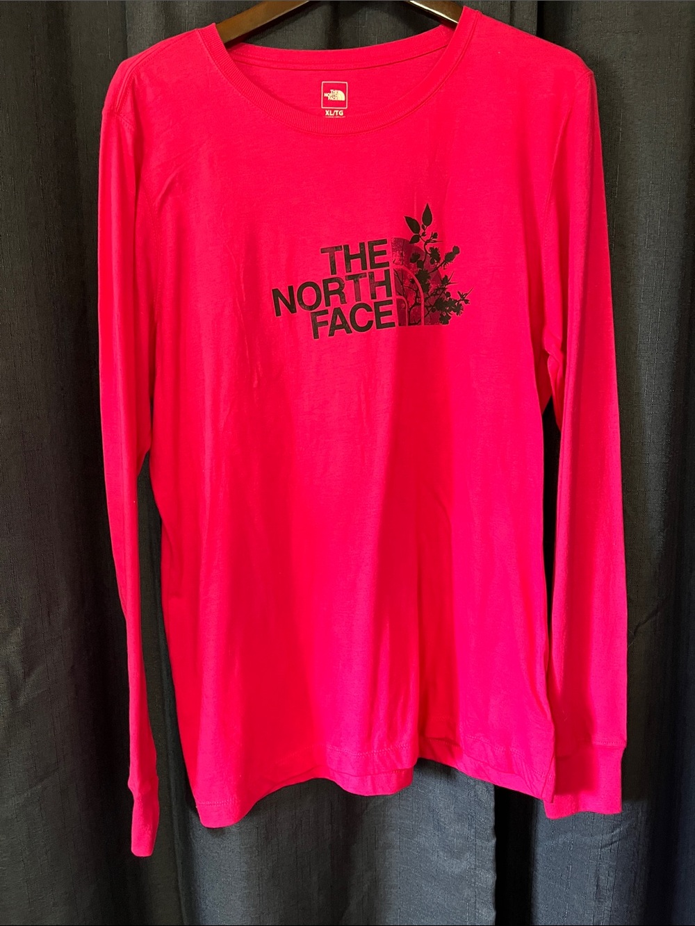 The North Face Long-Sleeve Logo Tee in Hot Pink